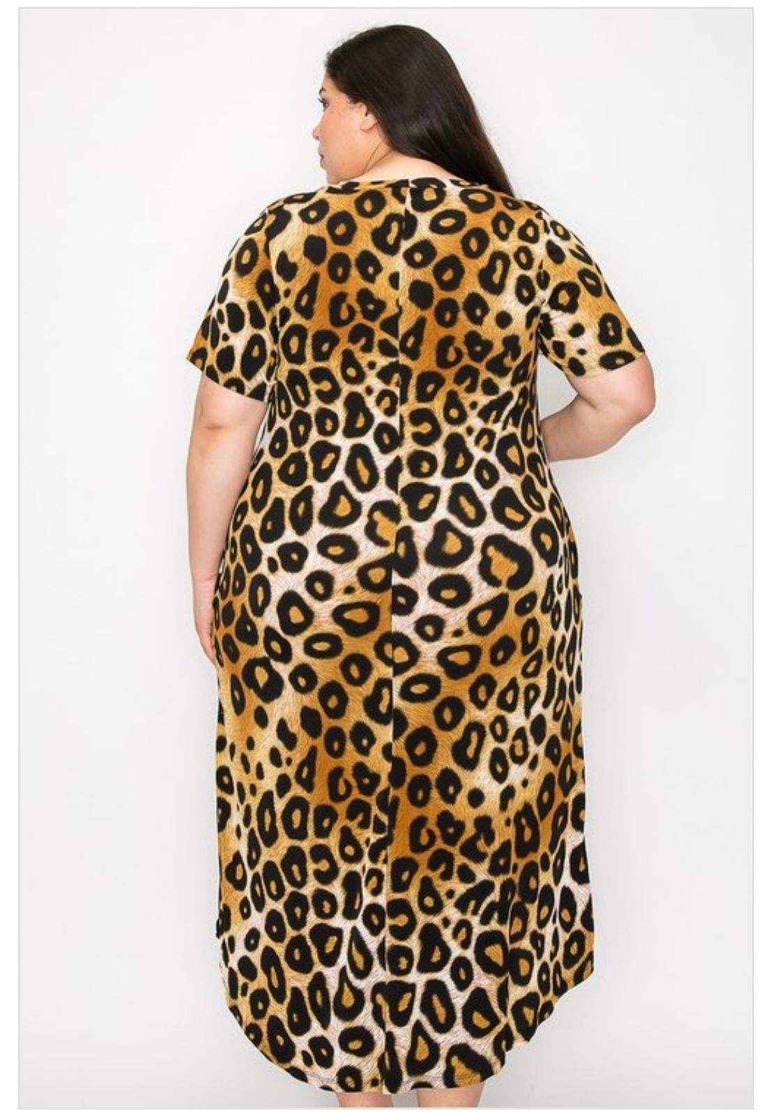 Extra Plus Size Leopard Print Ruffle Bottom Dress