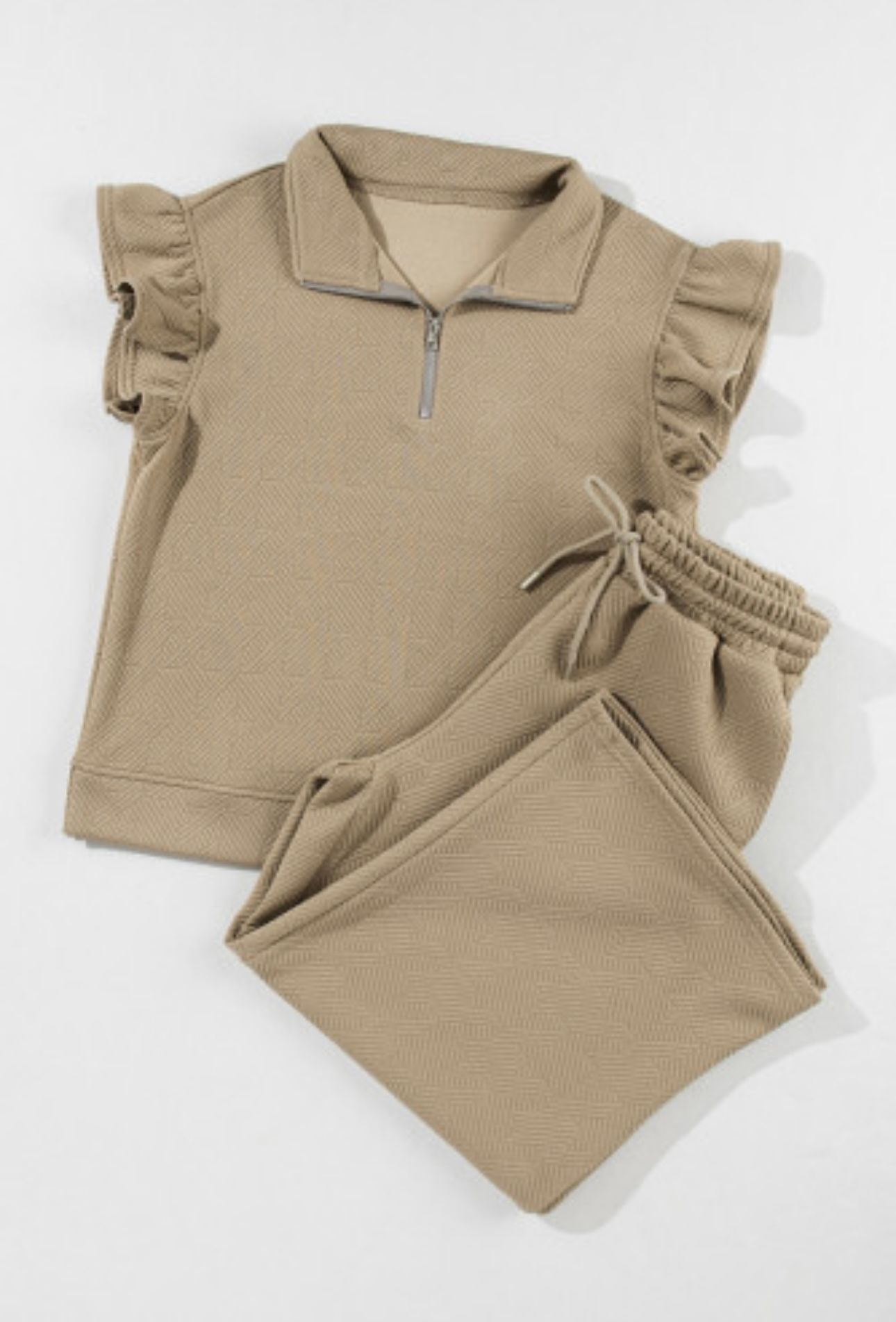 Flutter Sleeve Top Wide Leg Pant Set