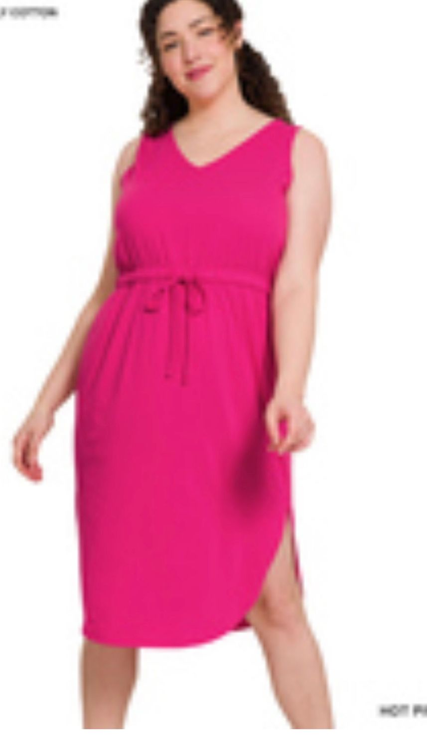 Polly Cotton Drawstring Waist Hem Dress
