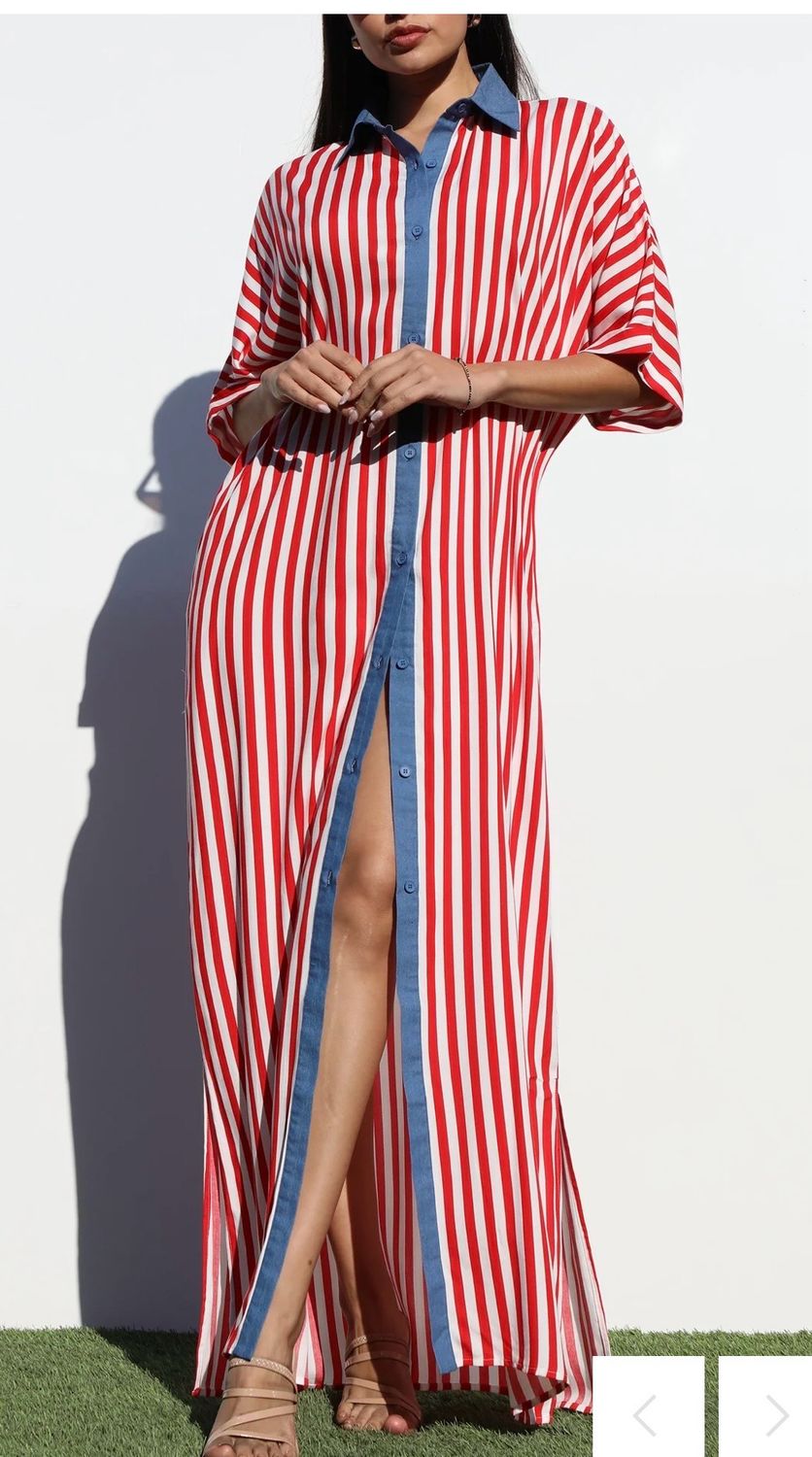 Striped Button-Down Dress