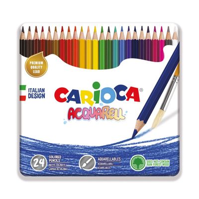 Lápiz color Carioca  Acuarelable c/24 piezas caja metálica