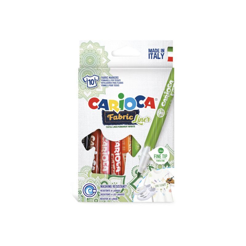 Marcador Carioca para TELA FABRIC caja c/10 punta fina