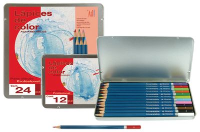Lápices de color Acuarelable caja metálica  profesional c/12 piezas
