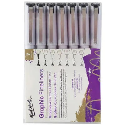 Estilógrafo Premium de dibujo técnico, Mont Marte set c/7 piezas, punta: 0,05, 0,1, 0,3, 0,5, 0,7, 1,0 tinta Alemana y punta japonesa