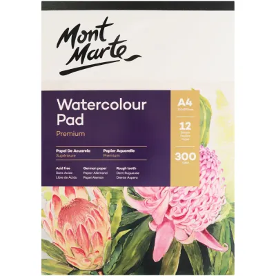 Block de Acuarela Papel alemán, Mont Marte, Premium A4 300 g/m² 12 hojas