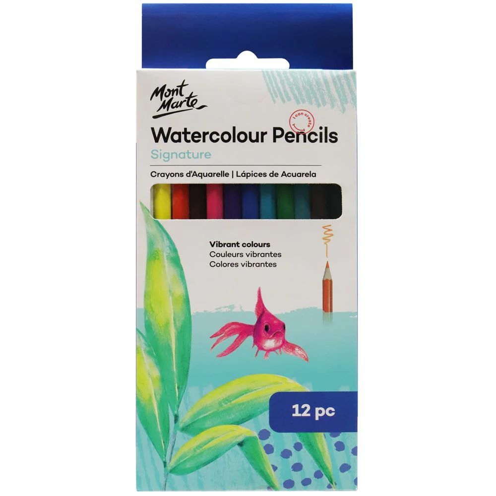 Lápices de color Acuarela escolar, Mont Mart, caja c/12 piezas