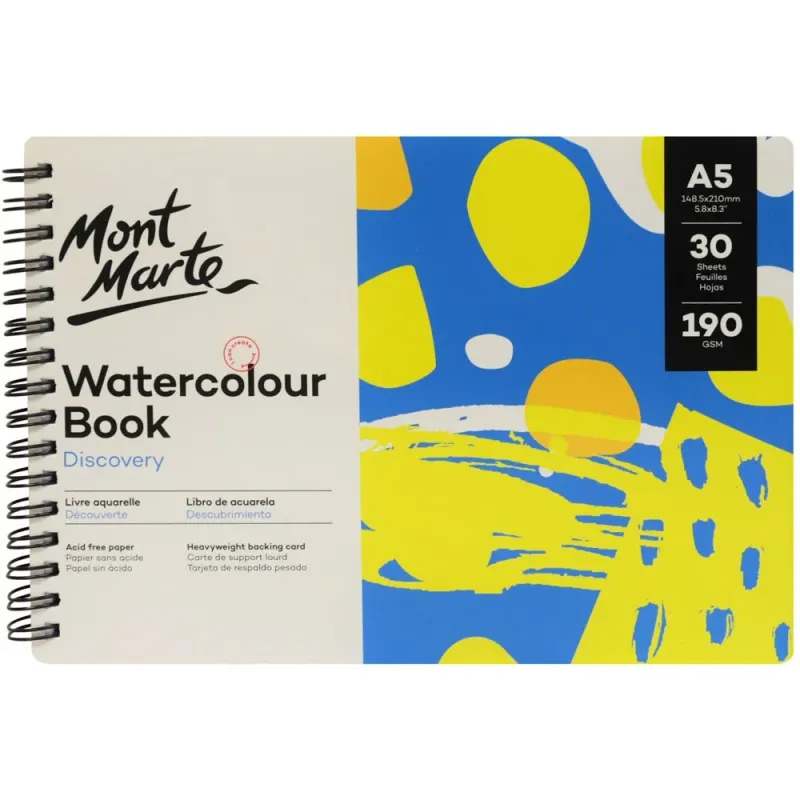 Cuaderno para ACUARELA Mont Marte. Discovery A5 30H. 190 g/m²