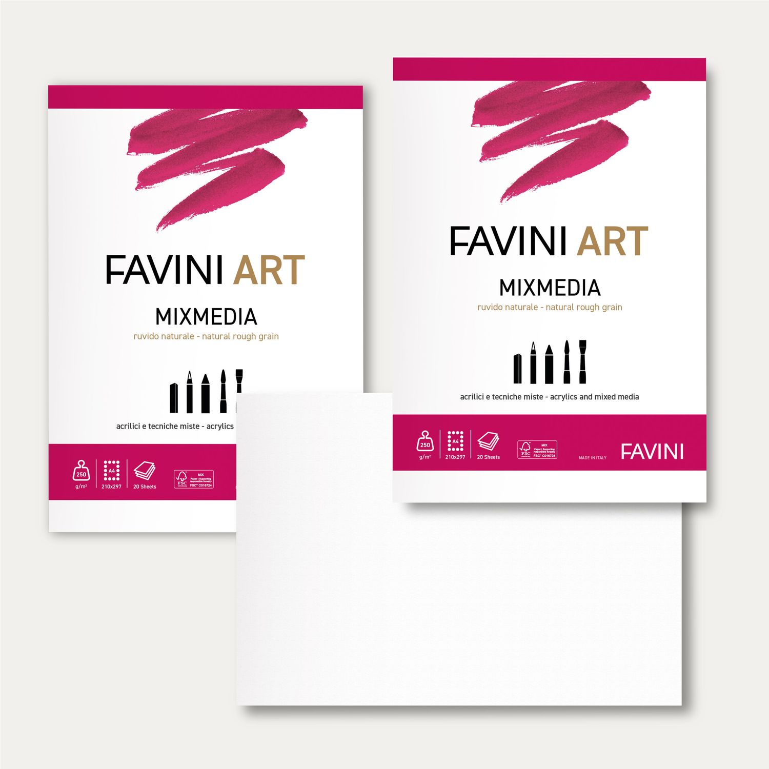 Block FAVINI ART MIXMEDIA 250grs. 20 hojas A4