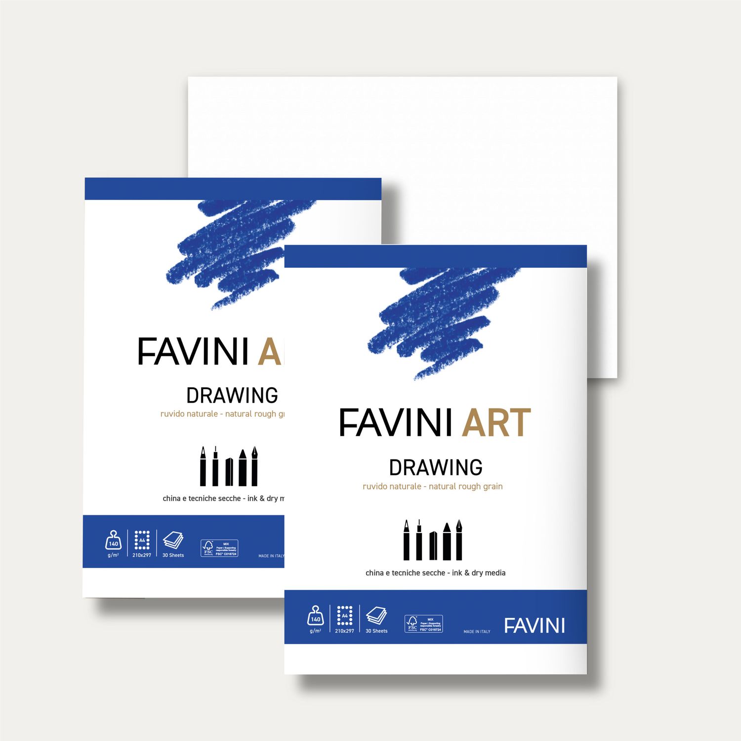 Cuaderno FAVINI ART DRAWING A4, 140grs. 210x297 30 hojas. Hecho en Italia.