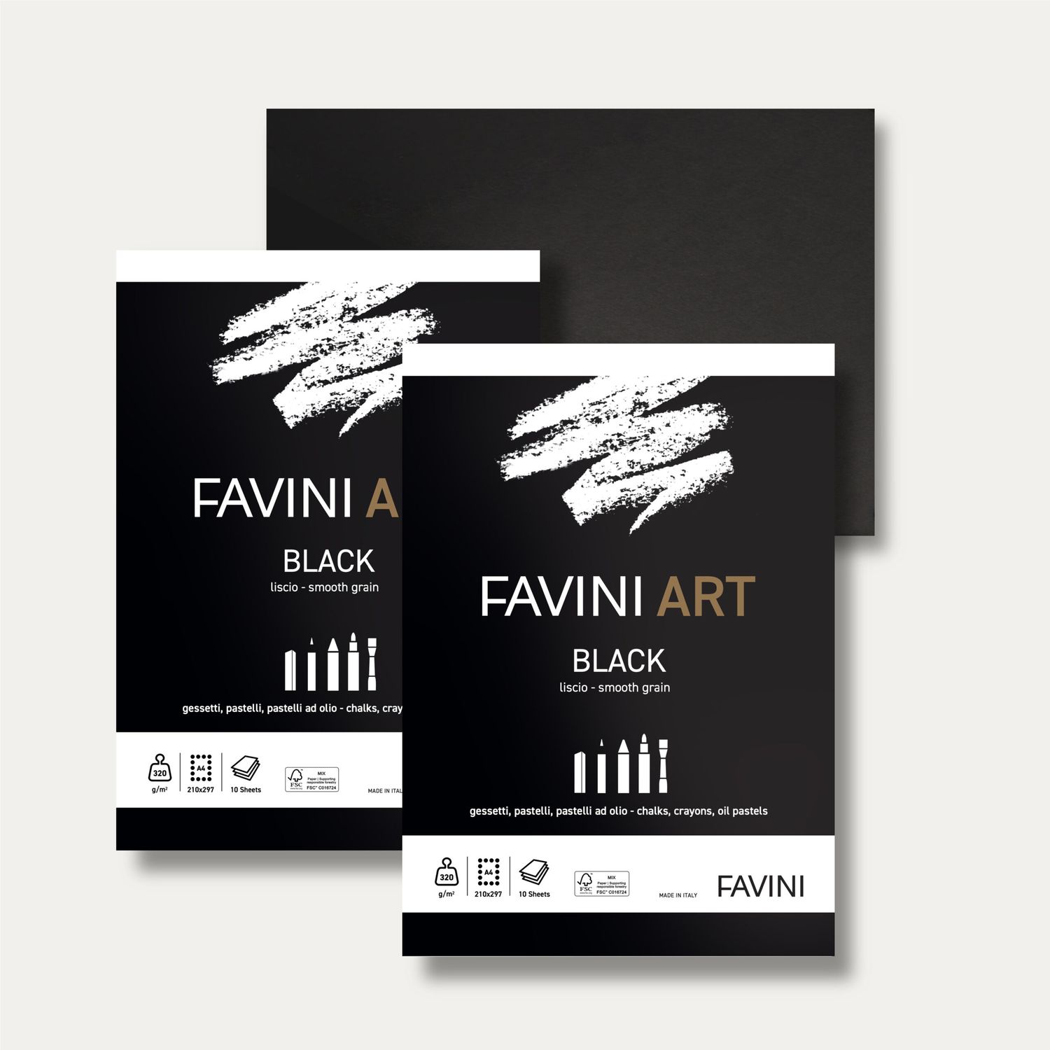 Cuaderno FAVINI ART H, NEGRO, A4, 10 hojas, 320G/M2 210X297