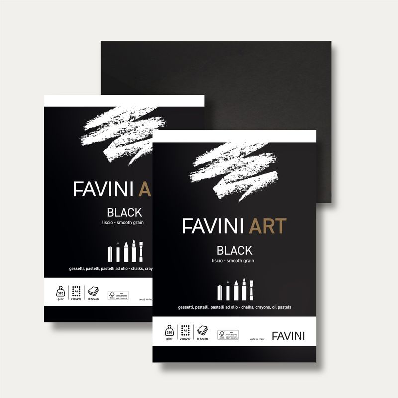 Cuaderno FAVINI ART H, NEGRO, A4, 10 hojas, 320G/M2 210X297