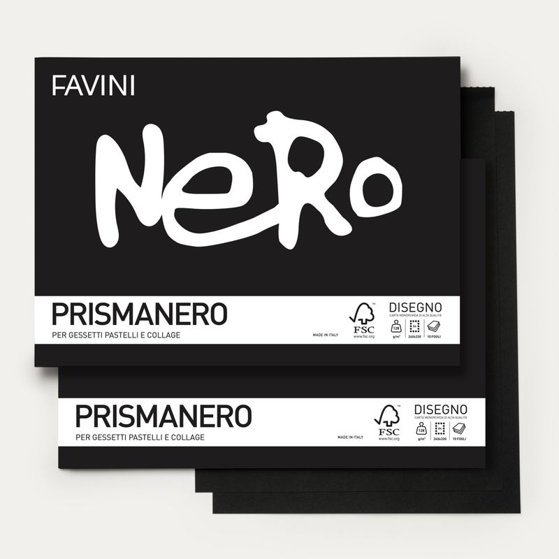 Cuaderno FAVINI, PRISMA NERO 128grs. 240x330 10 hojas. hecho en Italia.