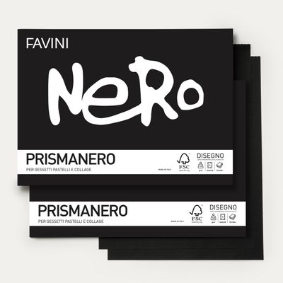 Cuaderno FAVINI, PRISMA NERO 128grs. 240x330 10 hojas. hecho en Italia.