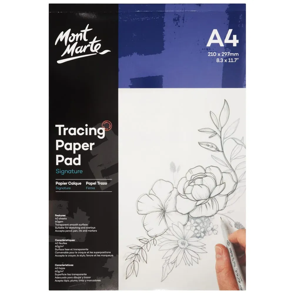 Bloc de PAPEL CALCO de  Mont Marte,  60 g/m² A4 40 hojas &quot;