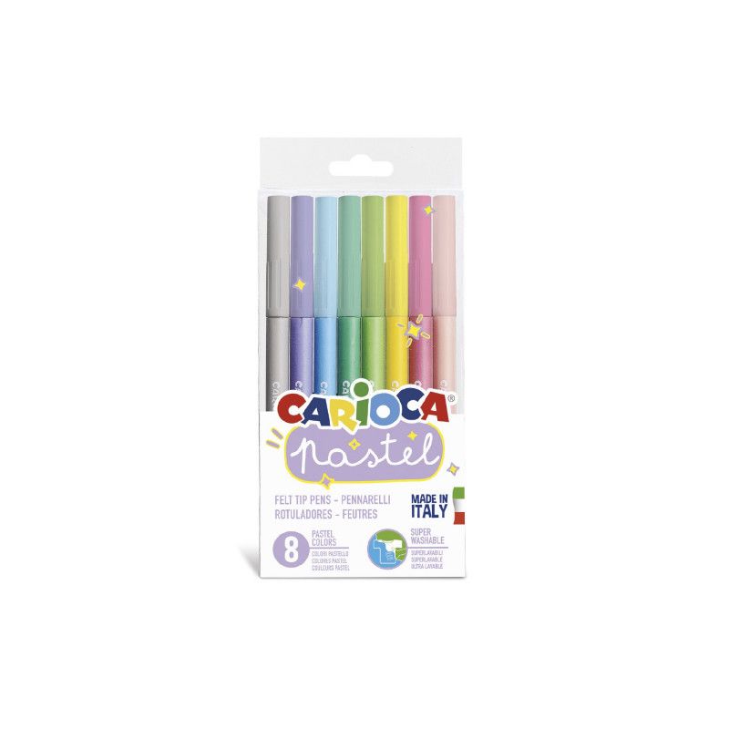 Marcador CARIOCA PASTEL super lavable, estuche c/8 piezas