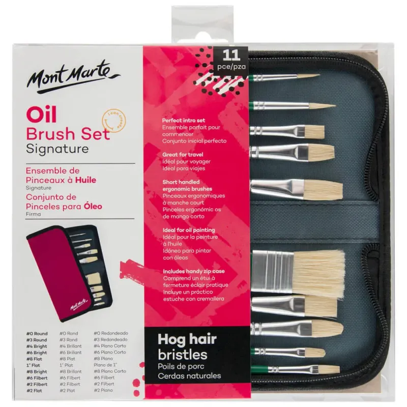 Set de pinceles Mont Marte, para óleo c/11 piezas