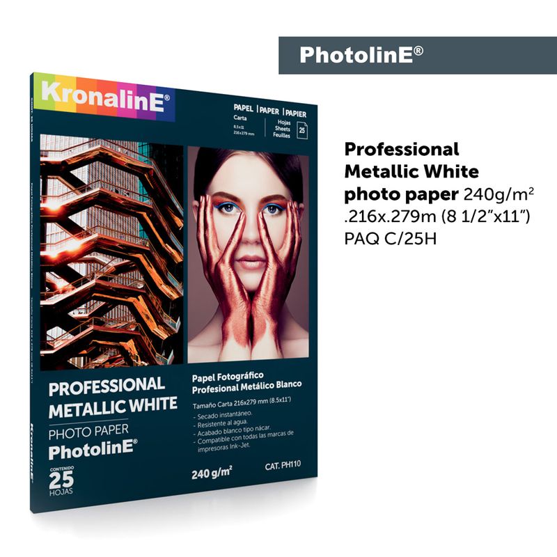 Papel fotográfico PROFESSIONAL METALLIC PH110 c/25 hojas, 240g/s2