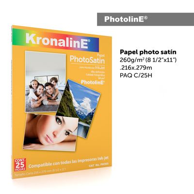 Papel fotográfico PHOTO SATIN KRONALINE 2 para Ink-Jet caja c/25 piezas 260 g/m2