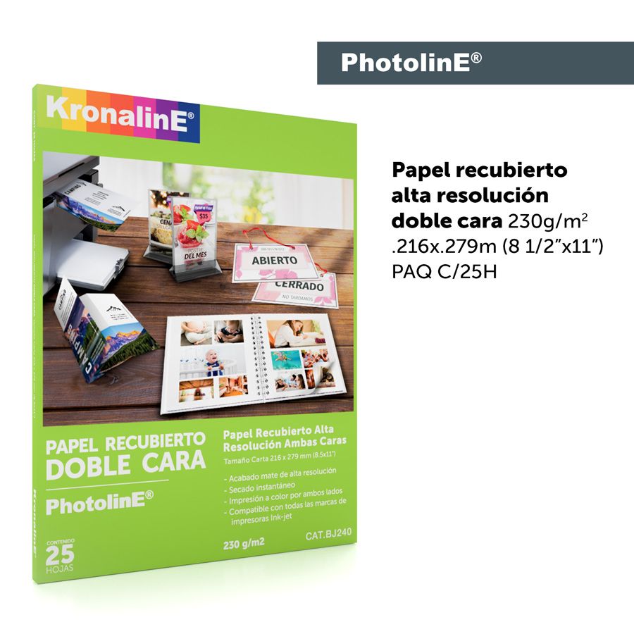 Papel RECUBIERTO alta resolución DOBLE CARA KRONALINE 230g/m2