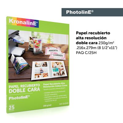 Papel RECUBIERTO alta resolución DOBLE CARA KRONALINE 230g/m2