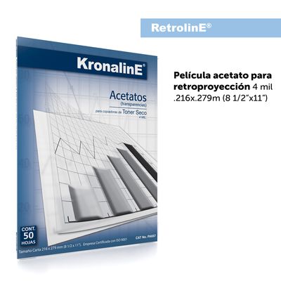 Película  ACETATO para RETROPROYECCIÓN 4 MIL KRONALINE caja c/100 hojas PA650