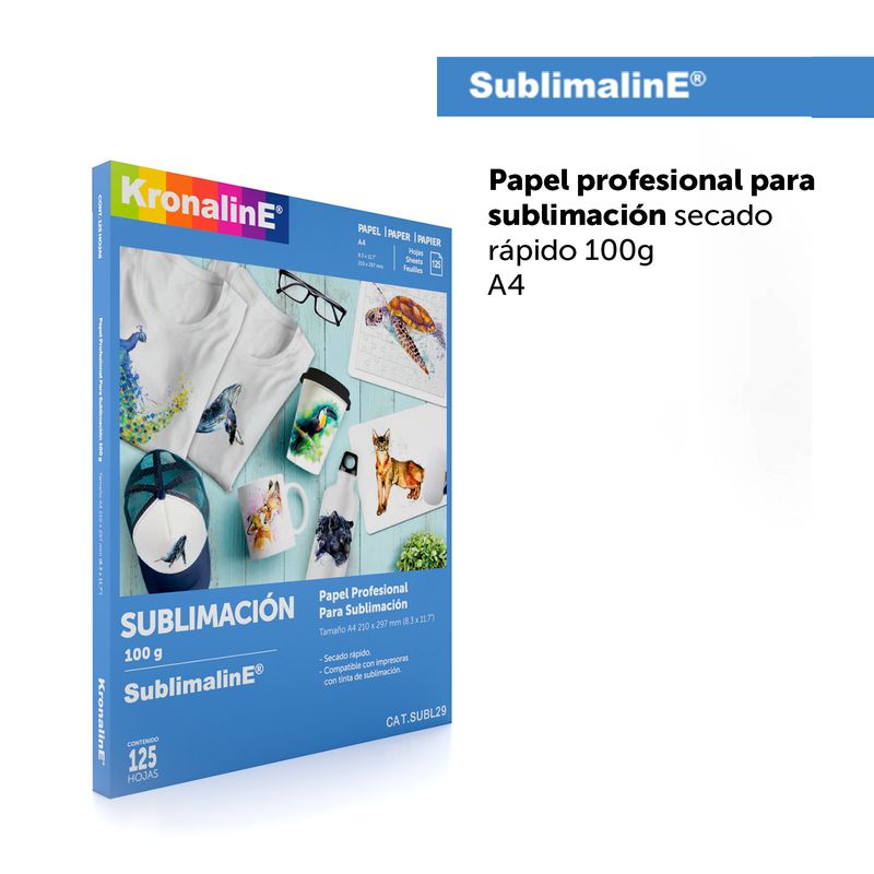 Papel SUBLIMACION c/125 hojas, 100grs. A4