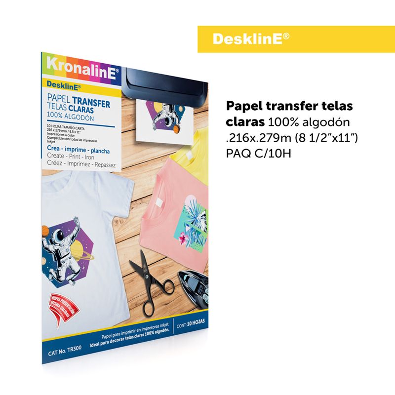 Papel TRANSFER Telas claras TR300 KRONALINE 10U
