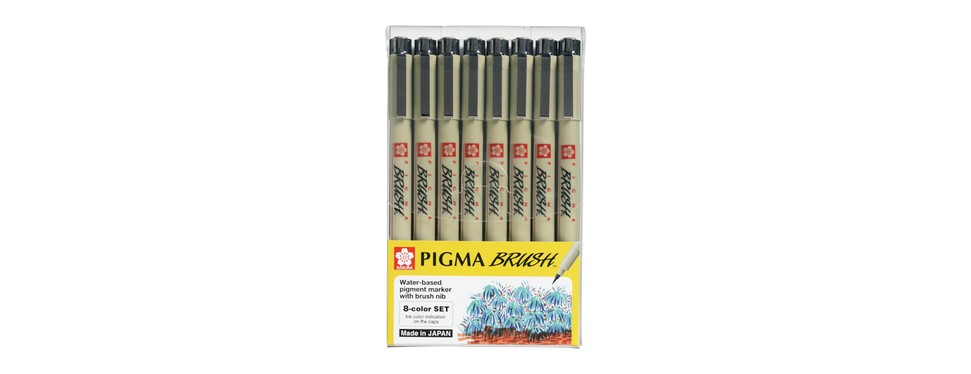 Estilógrafo SAKURA PIGMA BRUSH-PINCEL con/8 colores