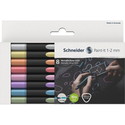 Marcadores SCHNEIDER Metálicos caja c/8 piezas punta 1-2mm