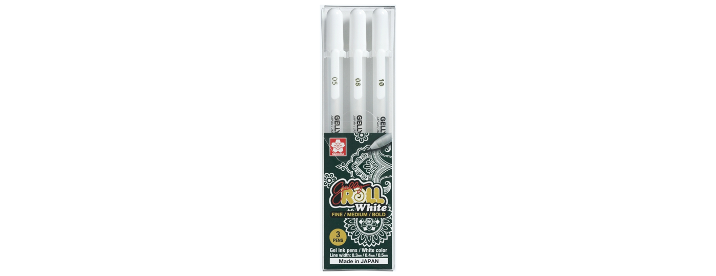 Lapicero Gelly Roll SAKURA Blanco blíster c/3 piezas.