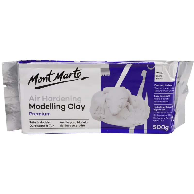 Pasta de moldear endurecible al aire Premium Mont Marte 500 g- Blanca