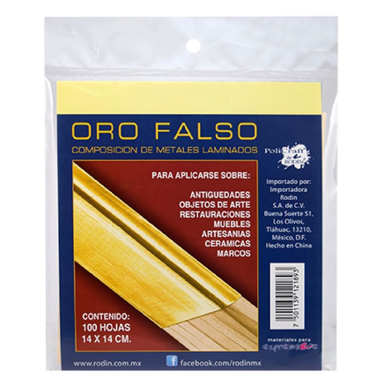 Laminas de ORO FALSO para Manualidades c/100 hojas 14x14cm.