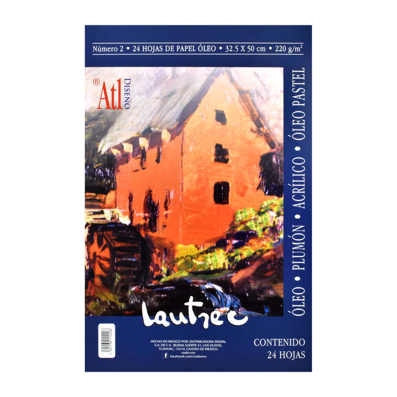 Block para Óleo, Acrílico y Marcador, LAUTREC ATL A2 c/24 hojas. 200g/m2