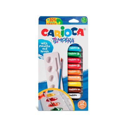 Témpera escolar CARIOCA, tubo 10ml, caja c/12 piezas