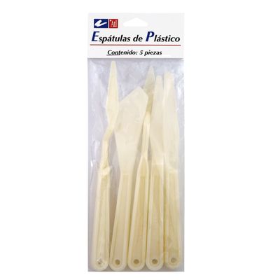 Juego de Espátulas plásticas blíster c/5 para uso Pinturas al Óleos, Acrílica y Pastas
