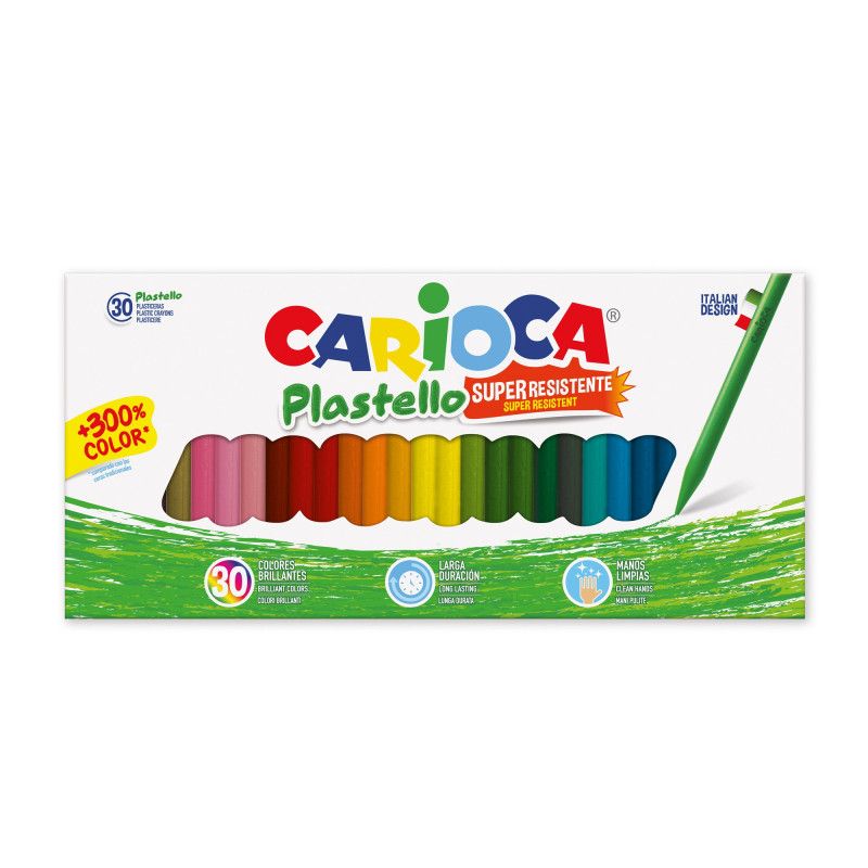 Crayón Plástico Carioca SUPER RESISTENTE c/30 piezas