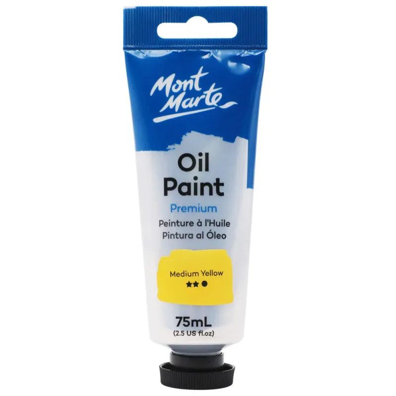 Tubo de pintura al óleo de primera calidad de 75 ml - Amarillo medio. Mont Marte.