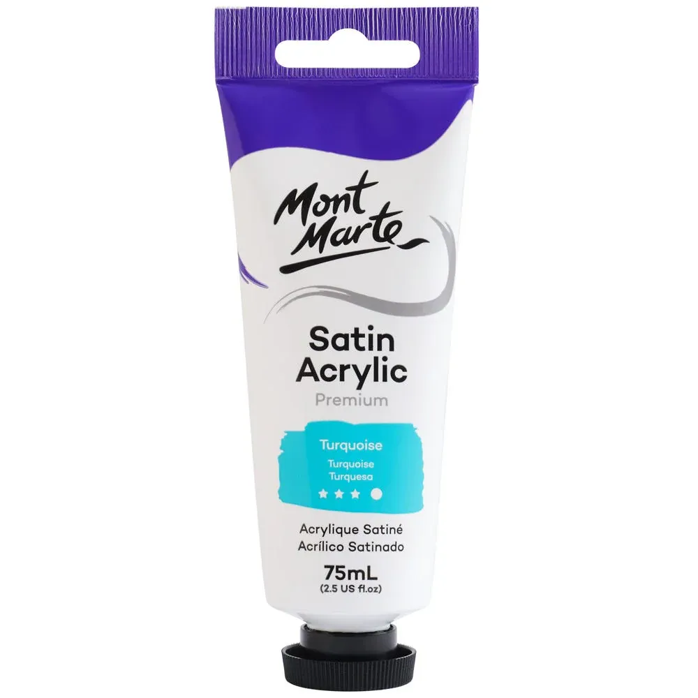 Pintura Acrílica Satinada de Primera Calidad, tubo de 75 ml Turquesa. Mont Marte