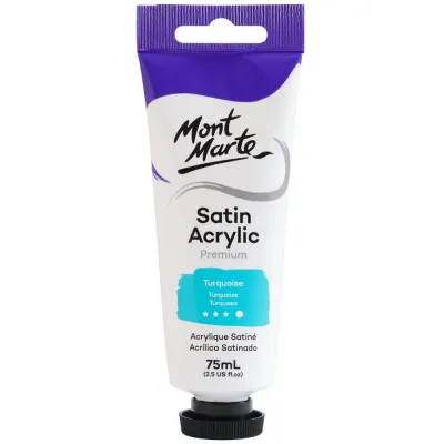 Pintura Acrílica Satinada de Primera Calidad, tubo de 75 ml Turquesa. Mont Marte