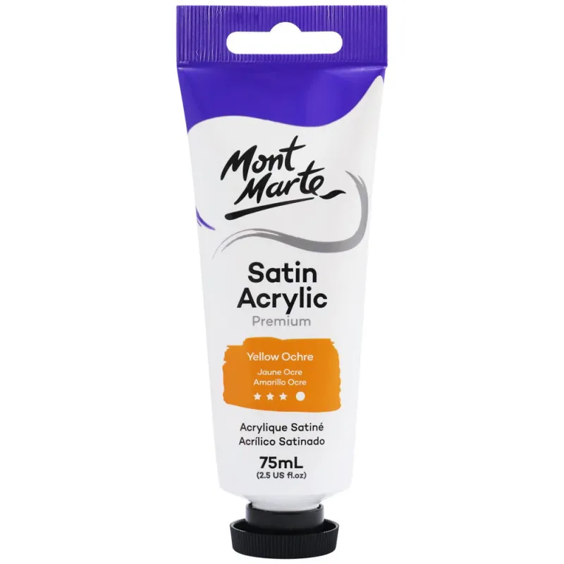 Pintura Acrílica Satinada de Primera Calidad, tubo de 75 ml. Amarillo Ocre Mont Marte