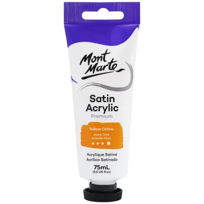 Pintura Acrílica Satinada de Primera Calidad, tubo de 75 ml. Amarillo Ocre Mont Marte