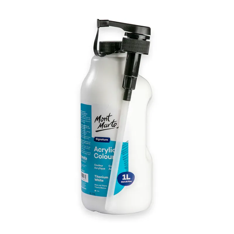 Botella de 1 Litro de Acrílico Color. Blanco Titanio. Mont Marte