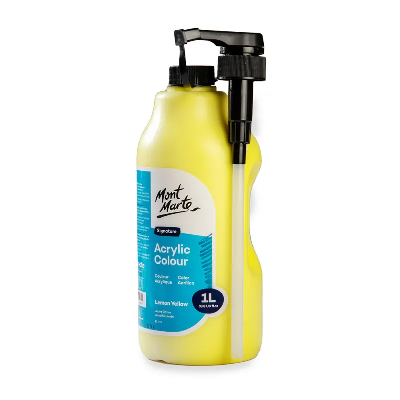 Botella de 1 Litro de Acrílico Color Amarillo Limón. Mont Marte