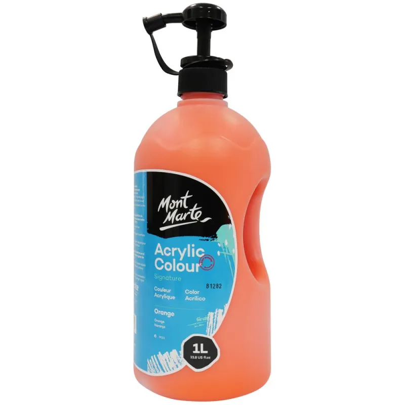 Botella de 1 Litro de Acrílico Color Naranja. Mont Marte