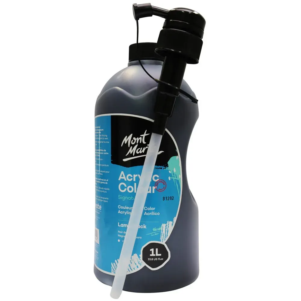 Botella de 1 Litro de Acrílico Color Negro Humo. Mont Marte