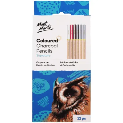 Lápices de carbón de colores Mont Marte, 12 unidades