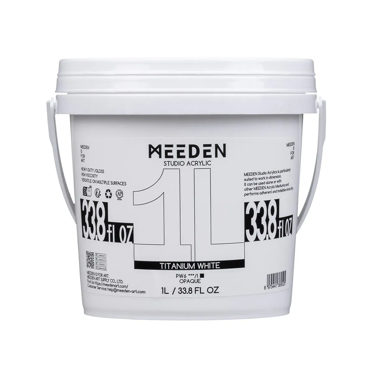 Pintura acrílica profesional MEEDEN Studio, blanco titanio, 1 Litro, cuerpo pesado.