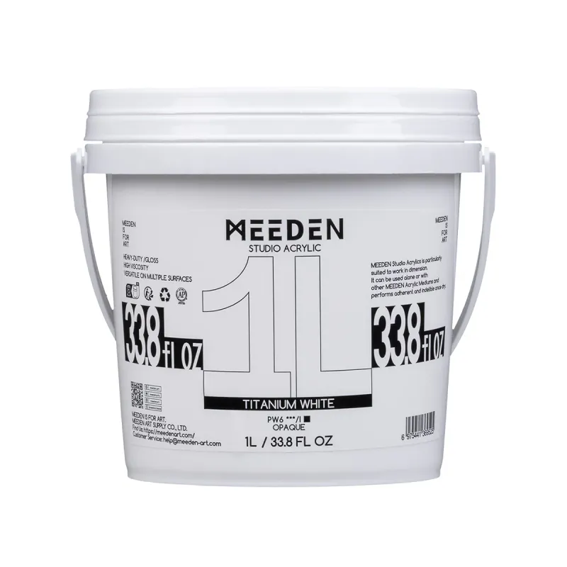Pintura acrílica profesional MEEDEN Studio, blanco titanio, 1 Litro, cuerpo pesado.