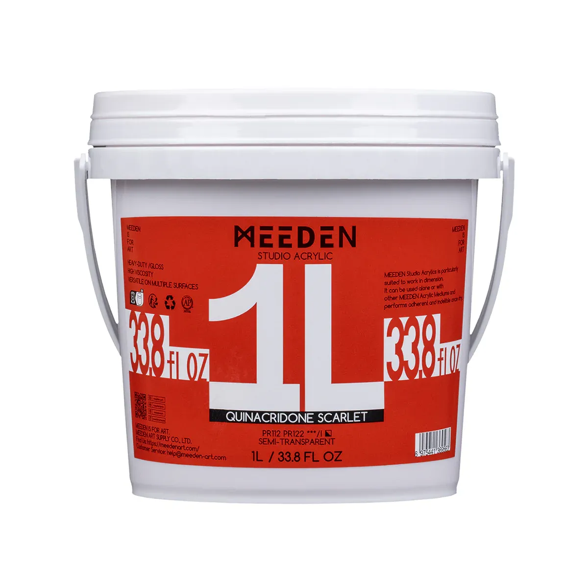 Pintura Acrílica profesional MEEDEN Studio, Escarlata Guinacridona, 1 Litro, Cuerpo Pesado.