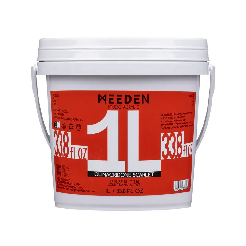 Pintura Acrílica profesional MEEDEN Studio, Escarlata Guinacridona, 1 Litro, Cuerpo Pesado.